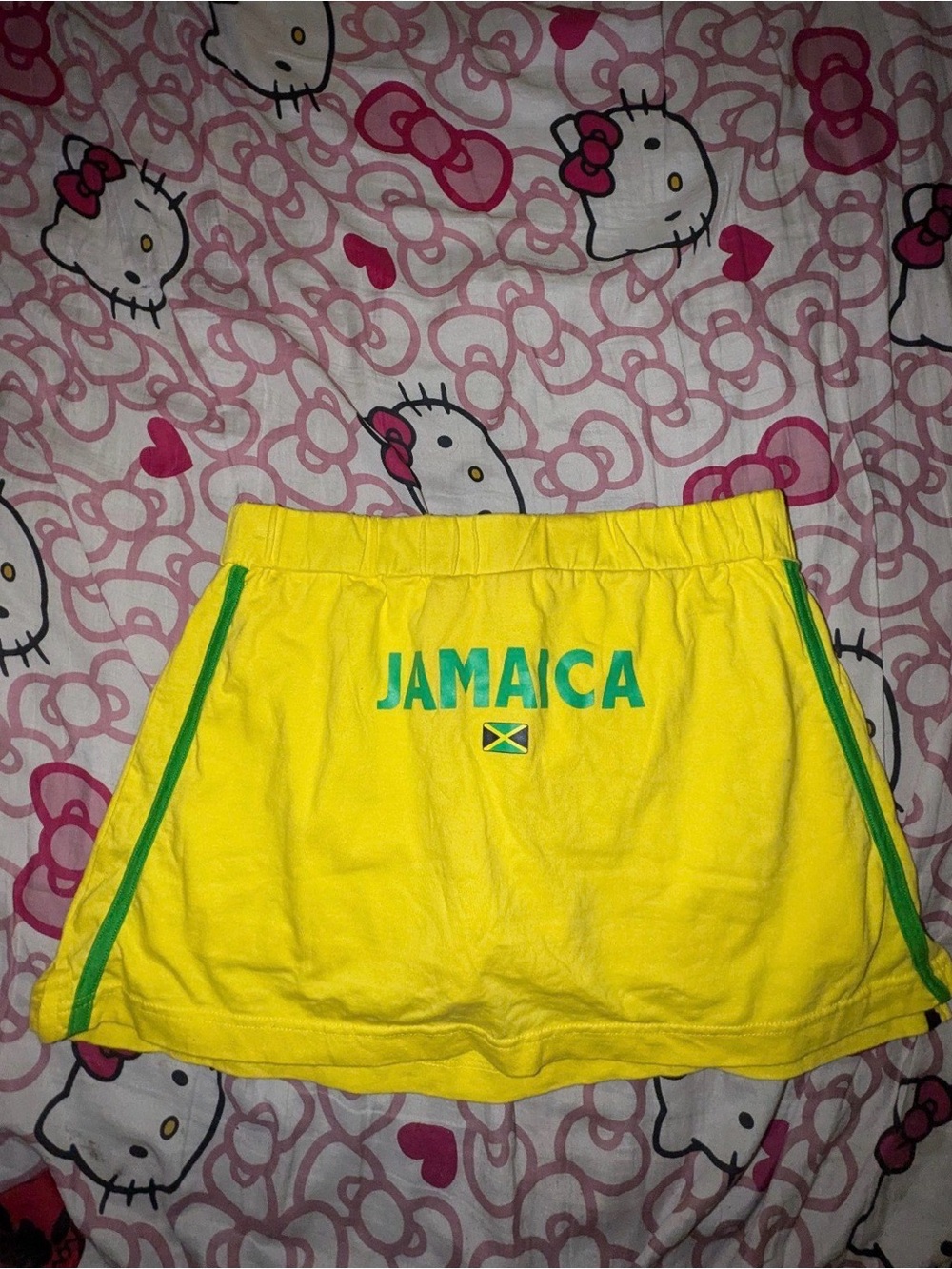 Jamaica Yellow Mini Skirt with Green Trim